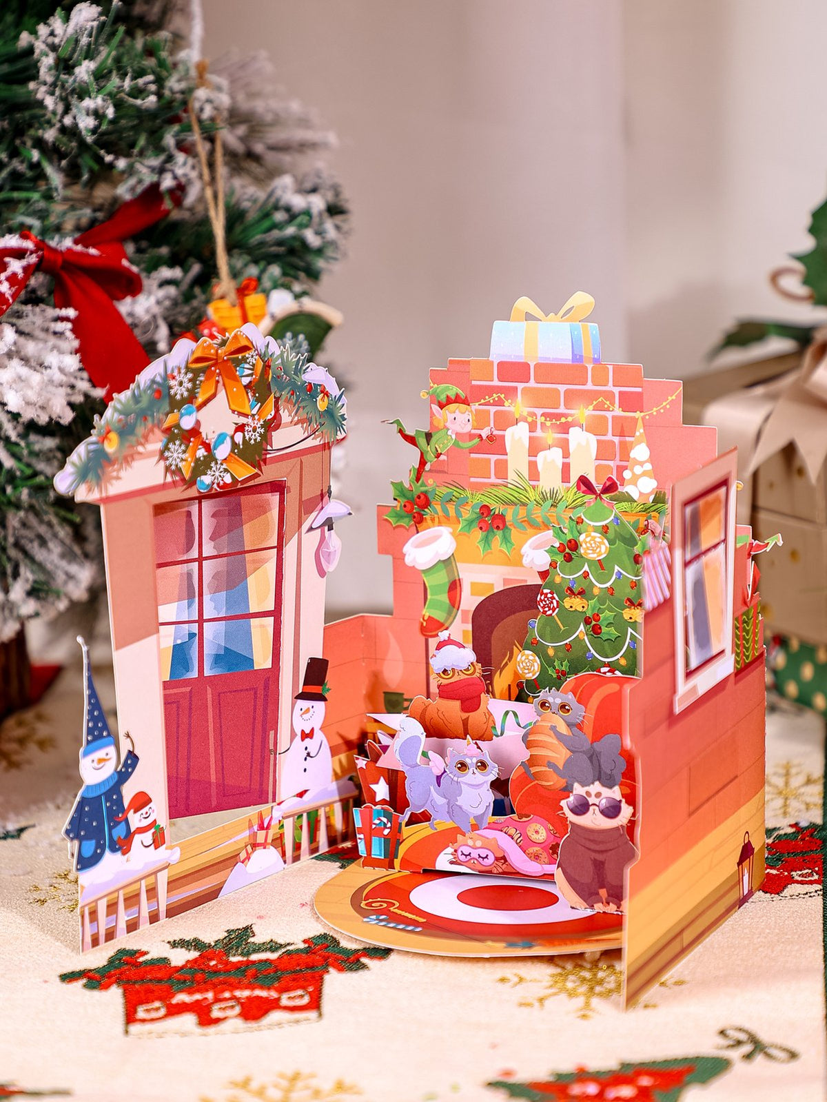 Christmas Cat Double Door 3D Pop Up Card