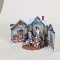 Blue Christmas Yard Double Door 3D Pop Up Card