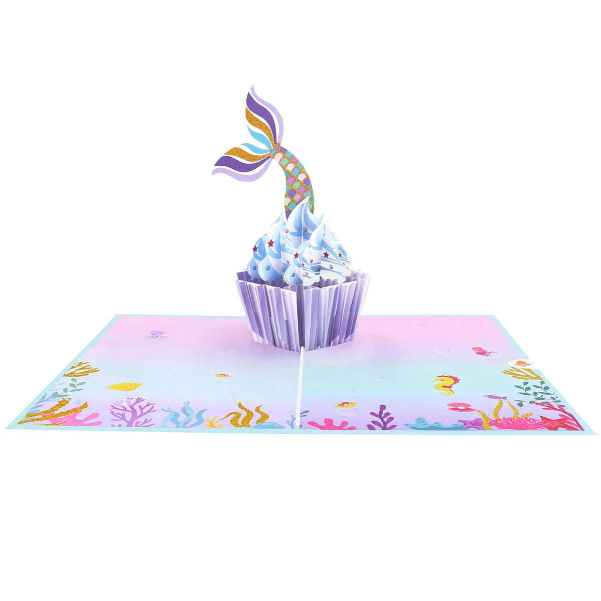 Gold Foil Mermaid Flip Pop Up Card