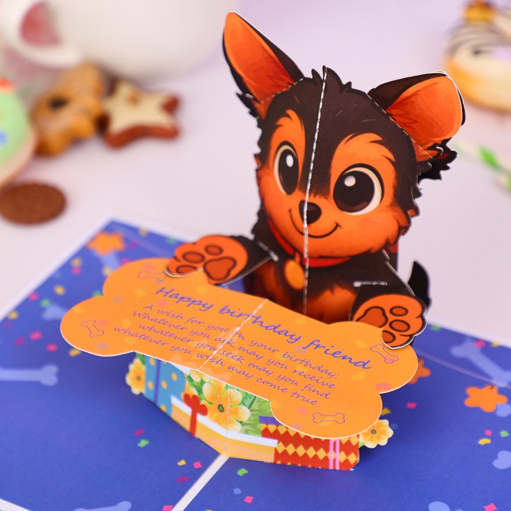 Cartoon Puppy Birthday 3D Pop Up Card