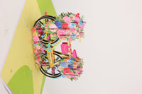 Floral Print Bicycle Flip Pop Up Card
