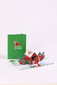 North American Peacock Bird House Christmas Greeting Card