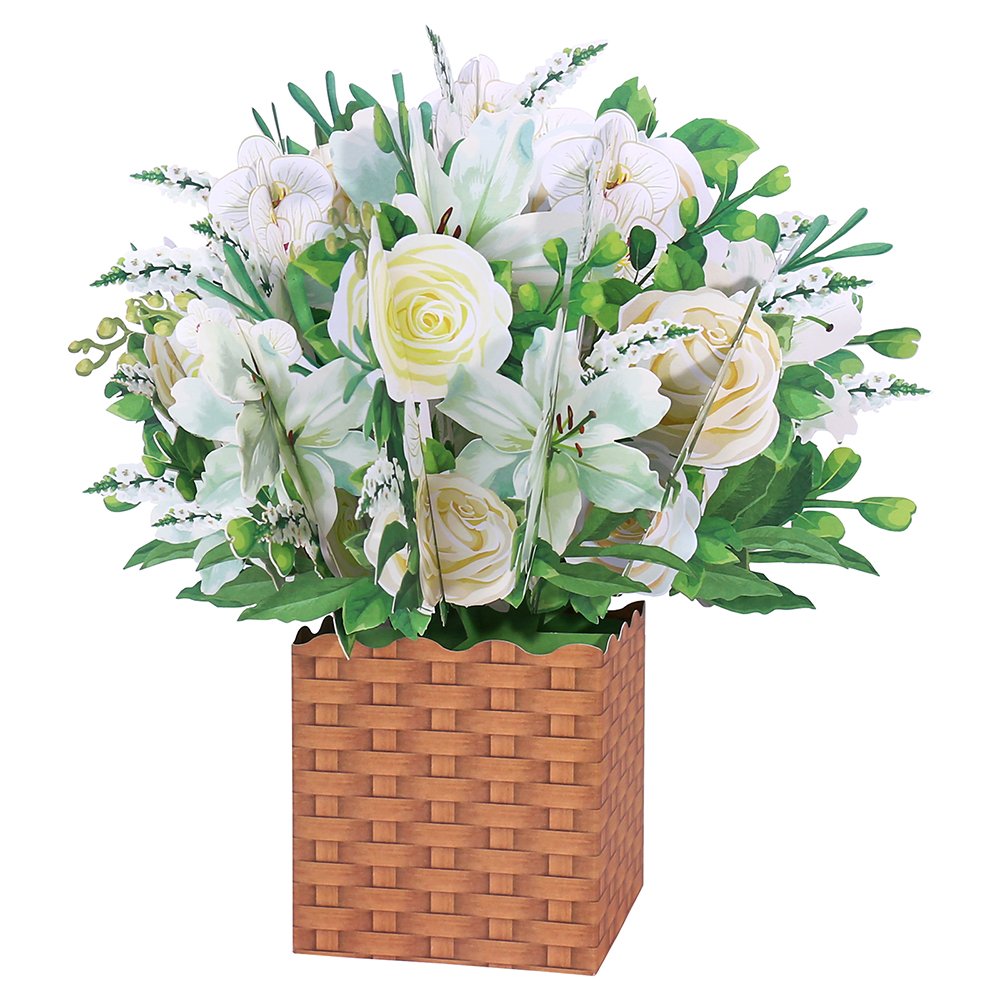 White Floral Box Card 3D Pop Up Card