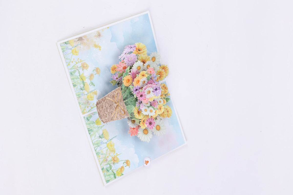 Colorful Flower Basket 3D Pop Up Card