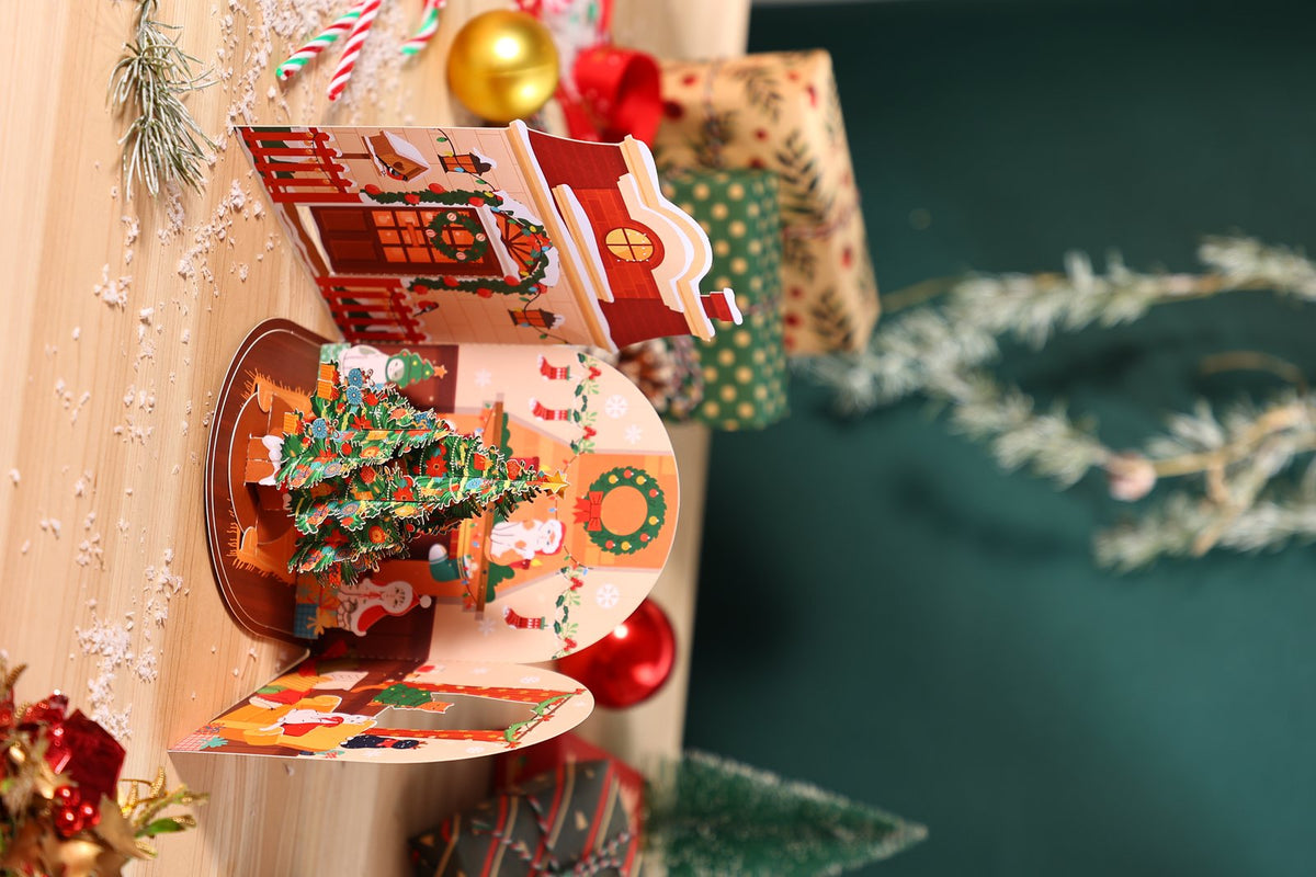 Cat Christmas Tree Double Door 3D Pop Up Card