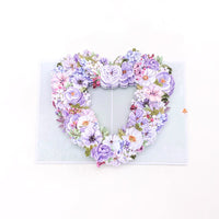 Purple Heart Floral Wreath 3D Pop Up Card