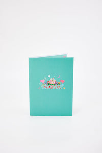 Premium Flower Cart 3D Pop Up Card Light Blue