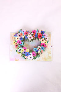 Heart Begonia Floral Wreath 3D Pop Up Card