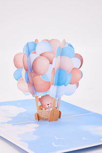 Hot Air Balloon Bear 3D Pop Up Card For Him