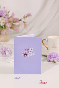 Purple Wedding Flower Bouquet Pop Up Card