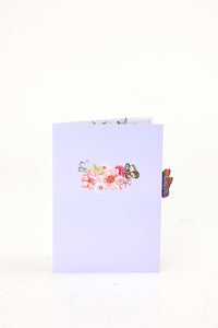 Purple Heart Fresh Flowers Butterfly Floral Wreath Pop Up Card