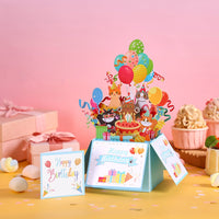 Clown Cat Balloon Birthday 3D Pop Up Card