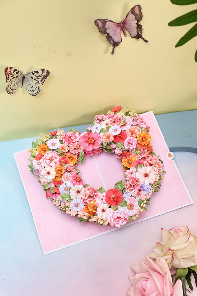 Light Pink Rose Heart 3D Pop Up Card