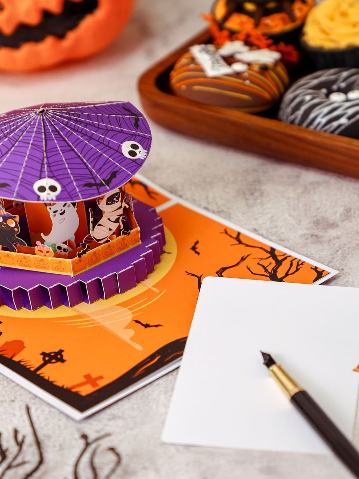 Halloween Spinning Cat 3D Pop Up Card