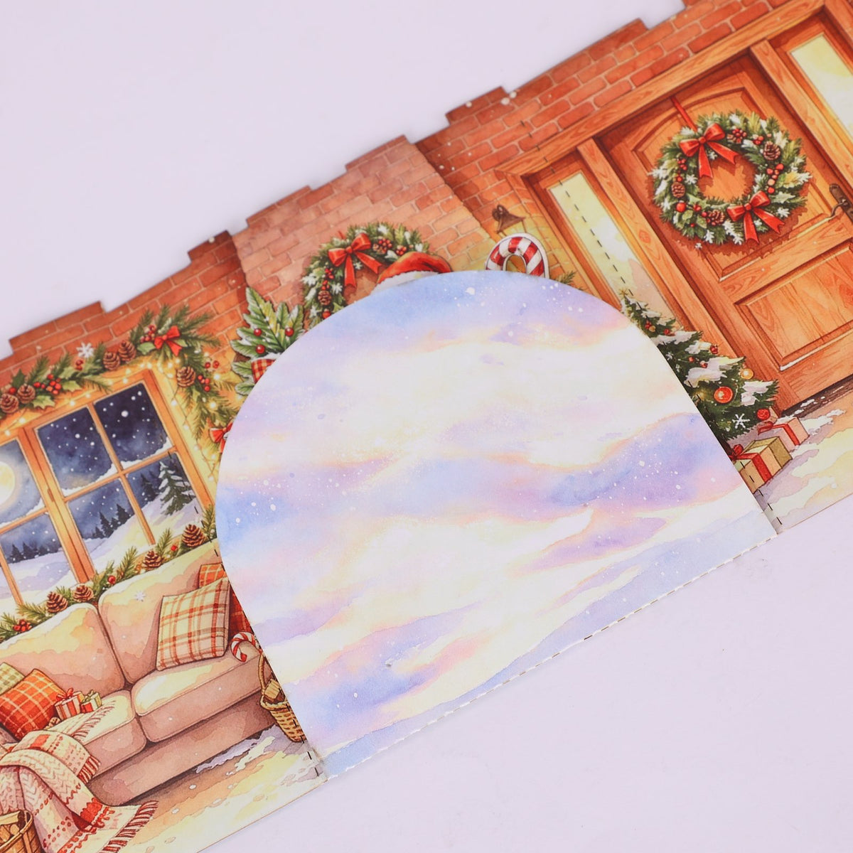 Christmas House Double Door Pop Up Card
