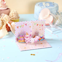 Pink Spring Toy Pig 90° Greeting Card