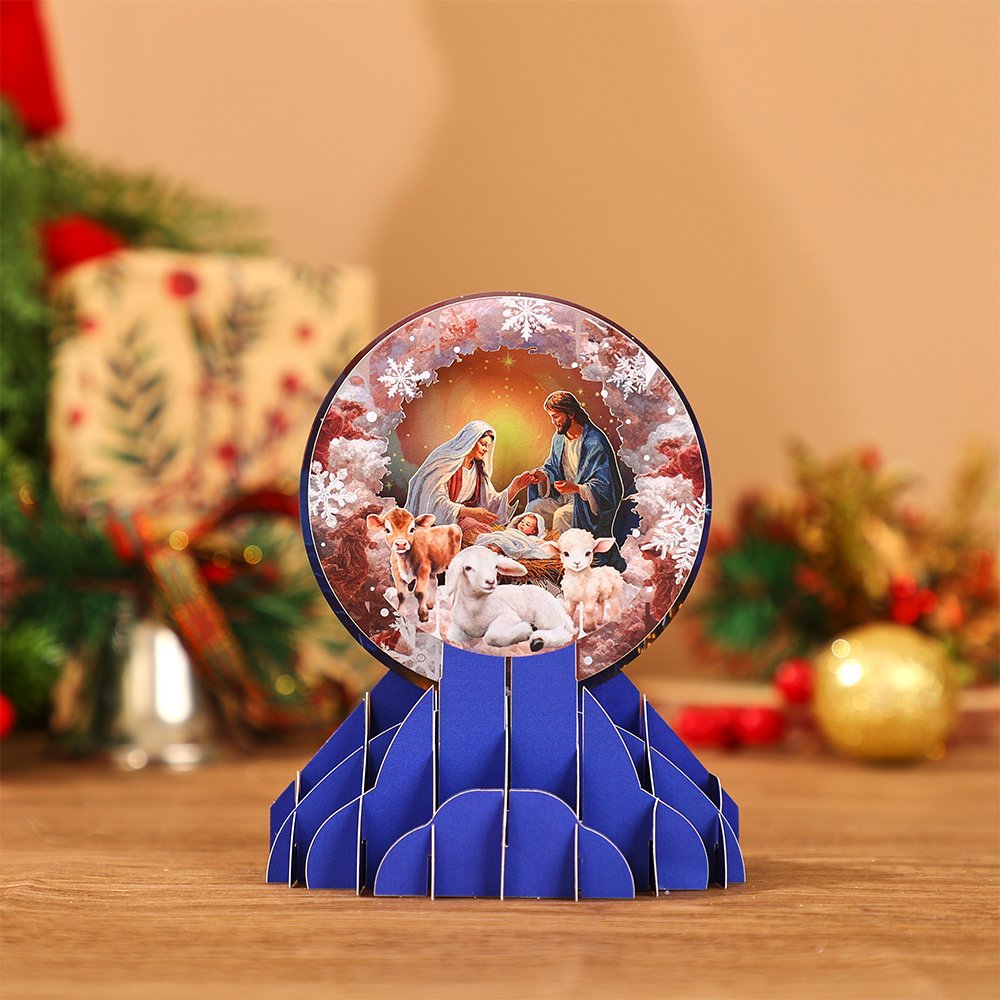 Round Window Nativity Manger 3D Pop Up Card