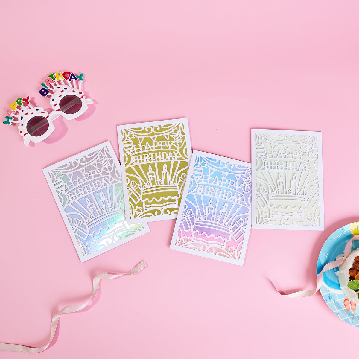 Hollow-Out Birthday Greeting Card Colorful