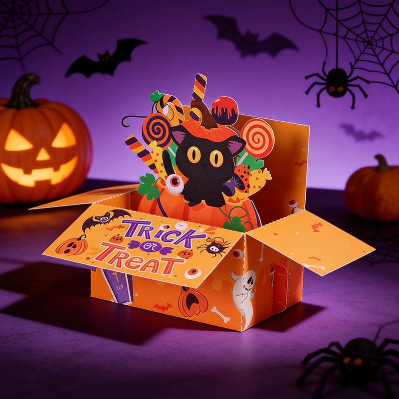 Halloween Cat Pop Up Box Card
