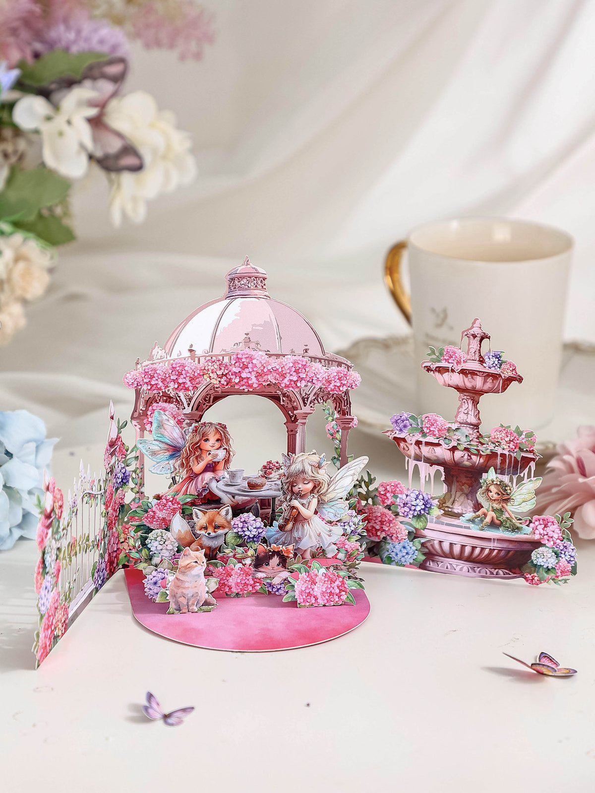 Leprechaun Garden Afternoon Tea 3D Pop Up Card