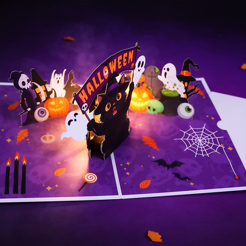 Black Cat Halloween Greeting Card