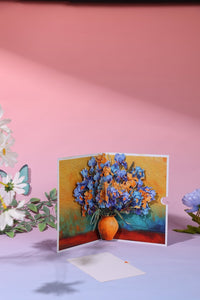 Blue Flower Bouquet Flip Pop Up Card