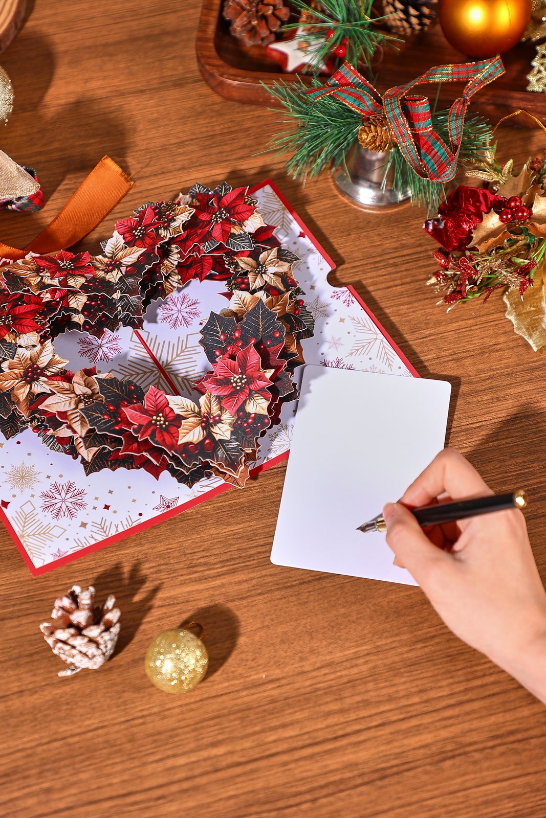 Christmas Poinsettia Heart-Shaped Greeting Card