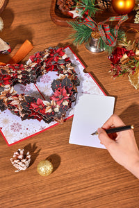 Christmas Poinsettia Heart-Shaped Greeting Card