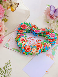 Best Mom Heart Floral Wreath Greeting Card