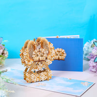 Blue Book Pages Floral Wreath Flip Pop Up Card