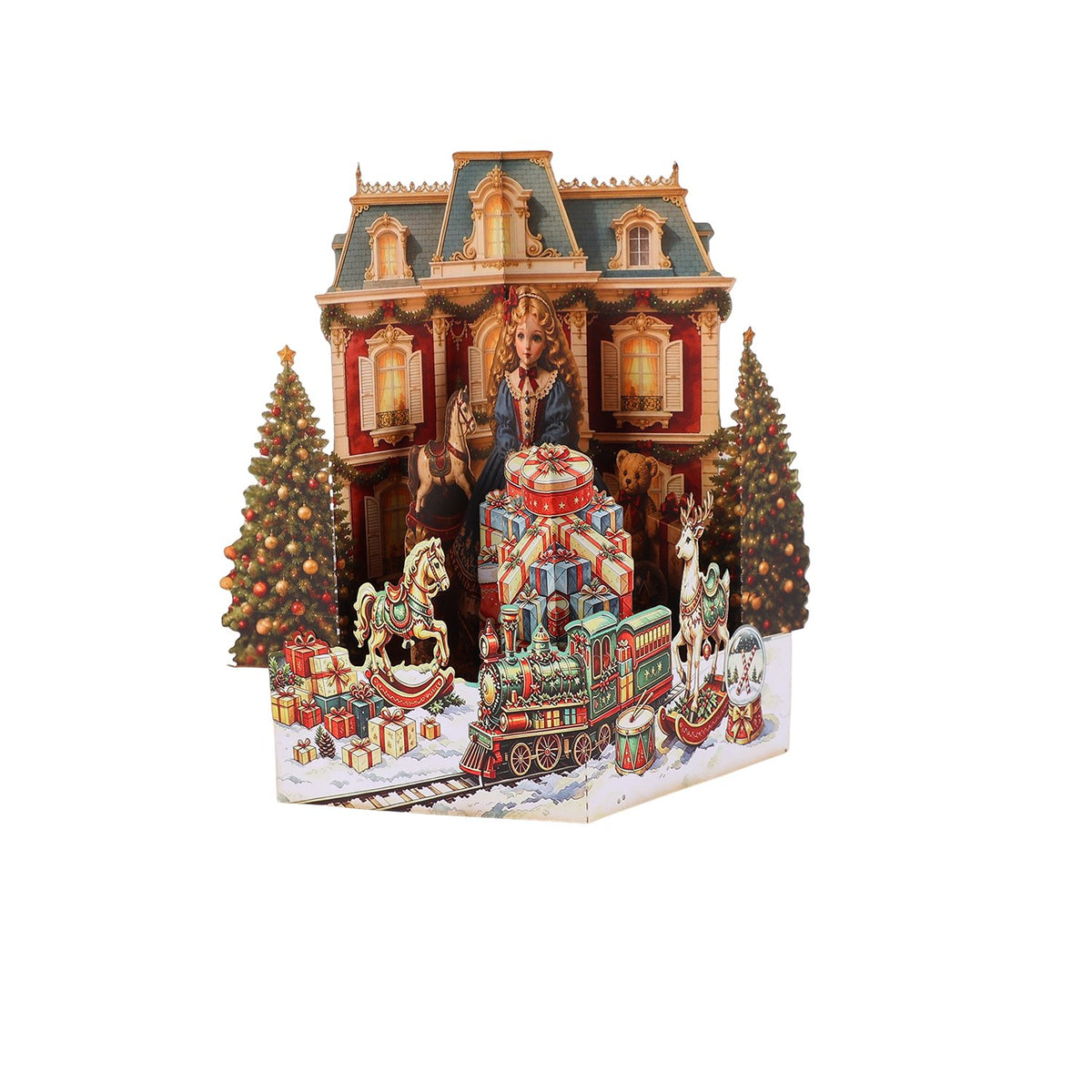Christmas Vintage Amusement Park Ornament Greeting Card