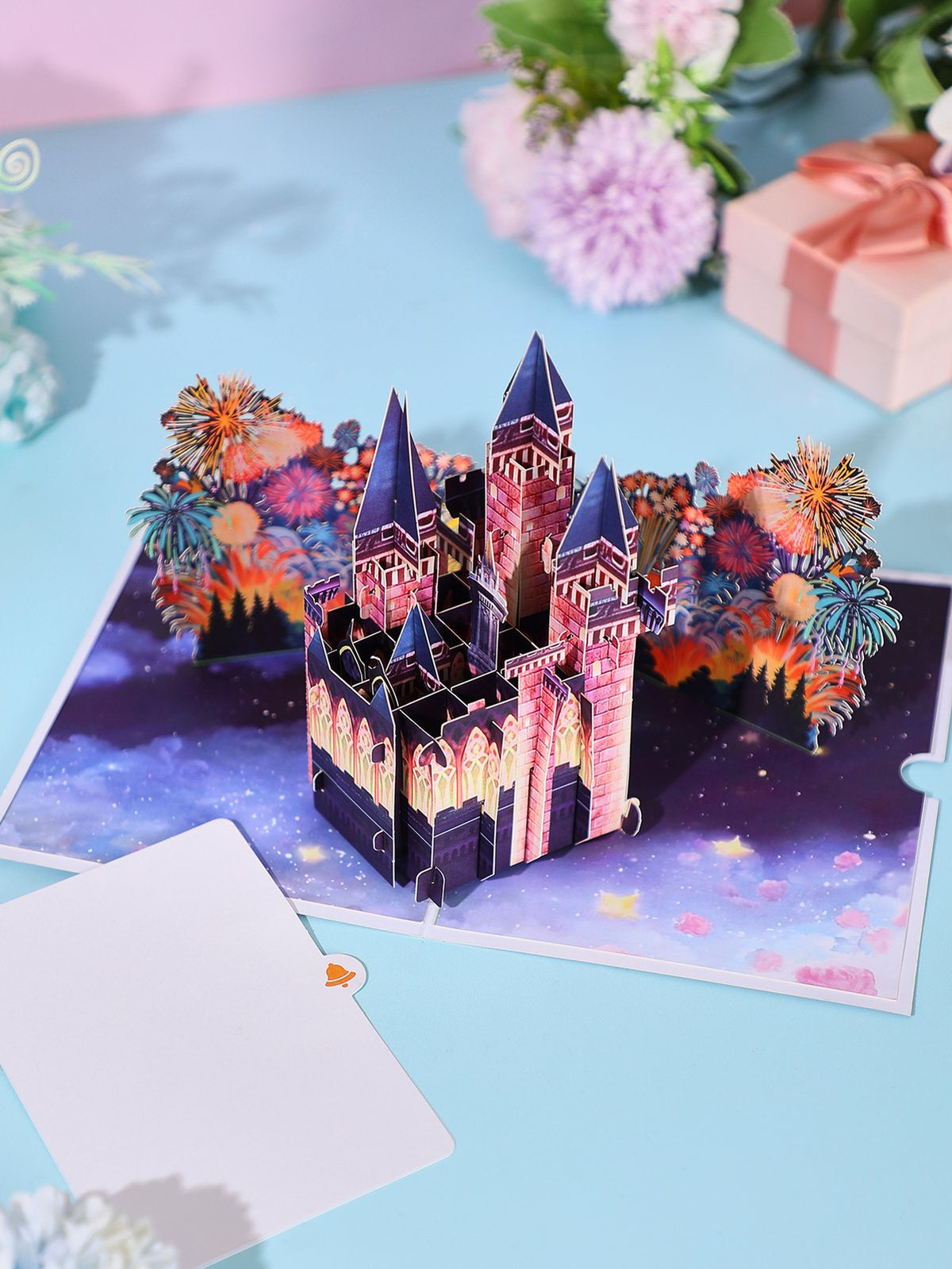 Castle Fireworks Flip Pop Up Card