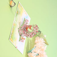 Fox Cherry Blossom Crescent Moon Greeting Card