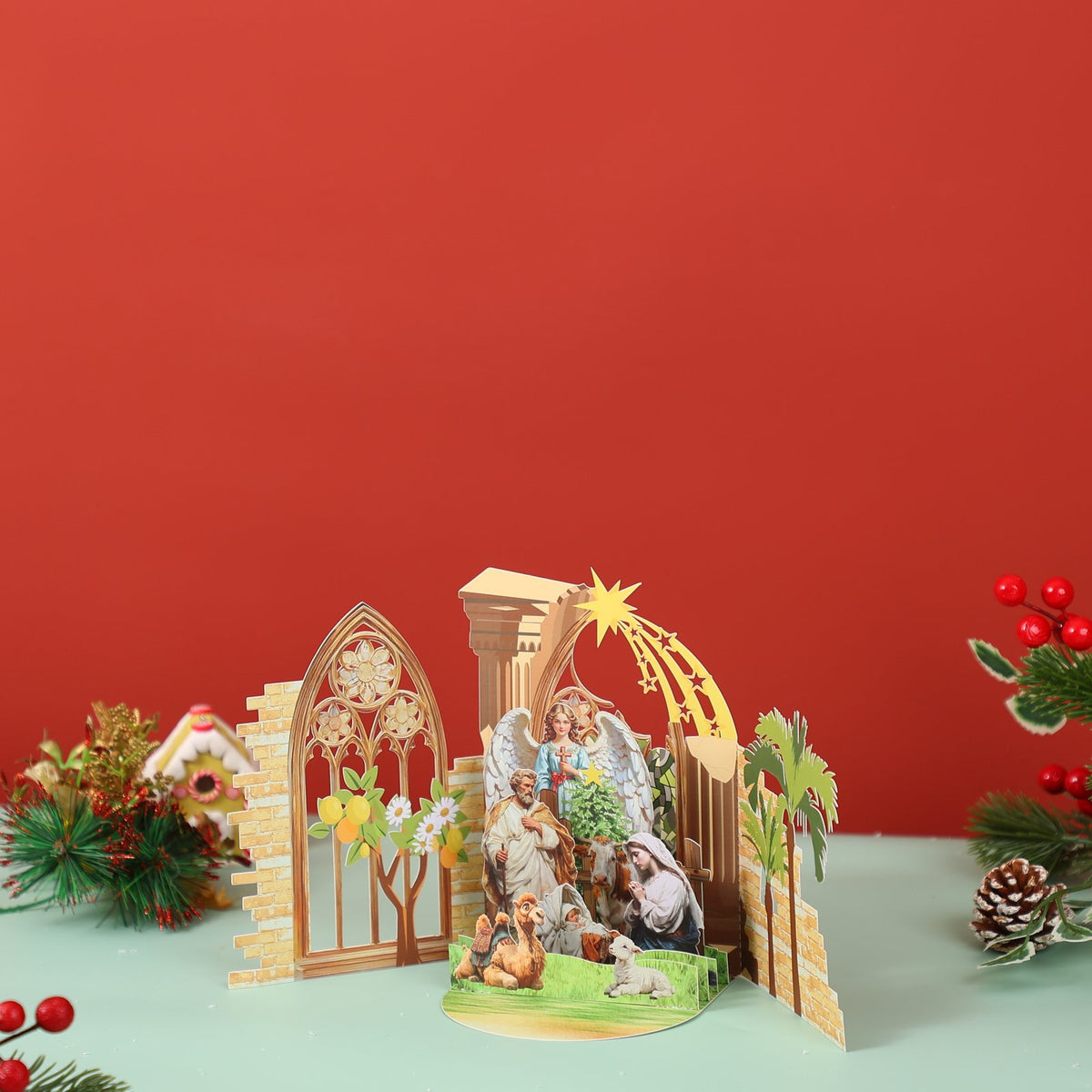 Nativity Double Door Pop Up Card