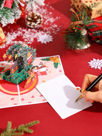Christmas Tree Cat Crescent Moon 3D Pop Up Card