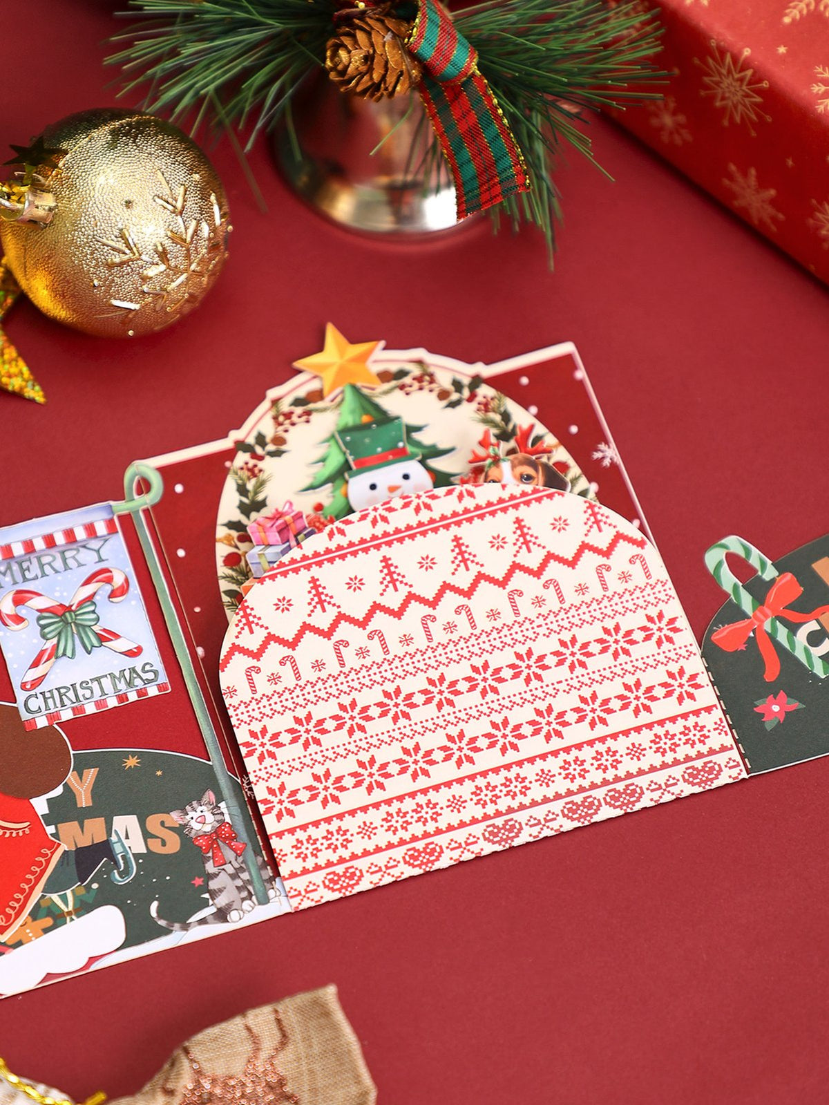 Christmas Snowman Christmas Tree Arch 3D Pop Up Card