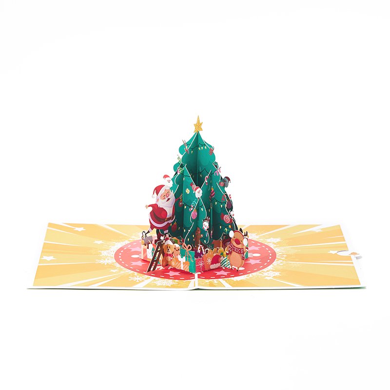 Santa Claus Climbing Christmas Tree 3D Pop Up Card