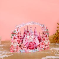 Pink Christmas Castle 3D Pop Up Card