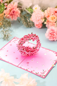 Cherry Blossom Floral Wreath Greeting Card