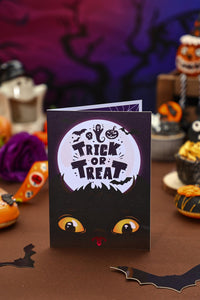 Halloween Black Cat Crescent Moon 3D Pop Up Card