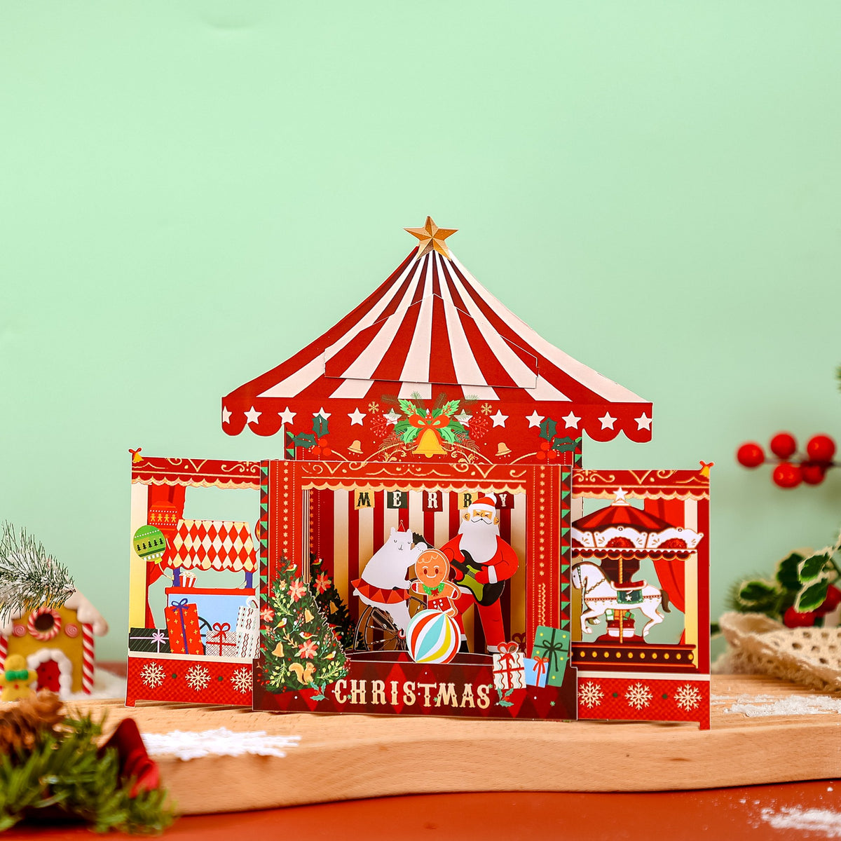 Christmas Circus Theater 3D Pop Up Card