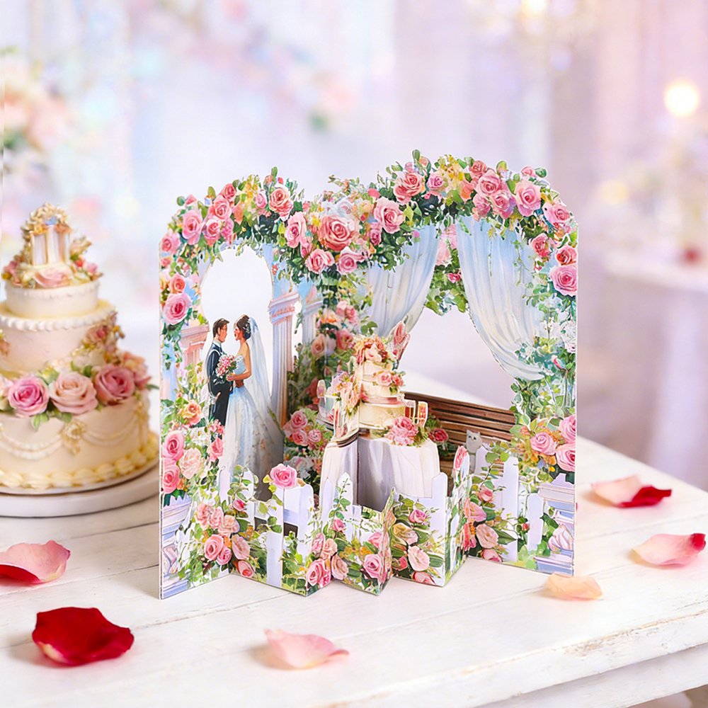 Rose Arch Wedding 3D Pop Up Card