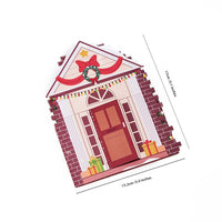 Christmas Door House Floral Wreath Flip Pop Up Card