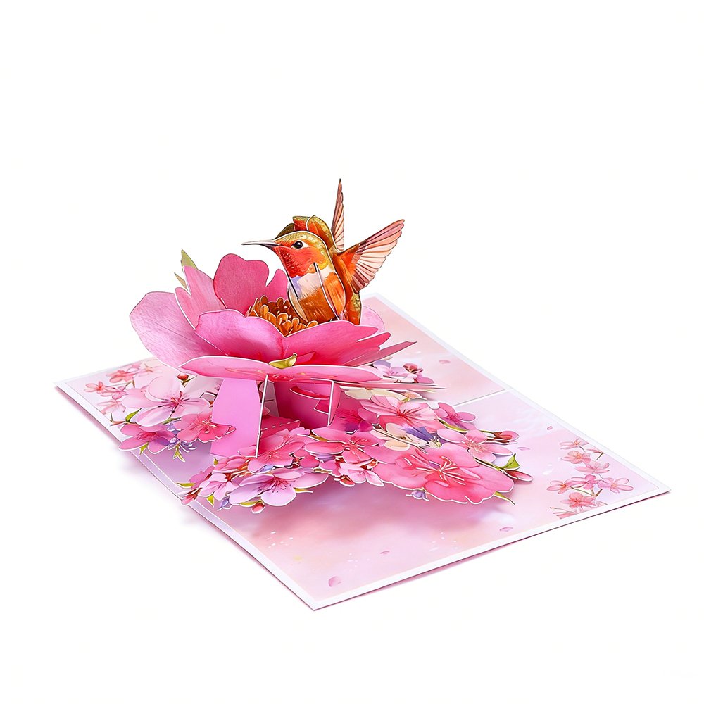 Hummingbird Floral Flip Pop Up Card