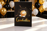 Black Gold Balloon Graduation Season 3D Pop Up Card