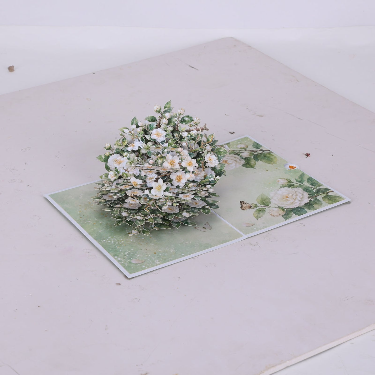 White Camellia 3D Pop Up Card