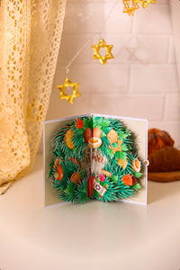 Israel Passover Floral Wreath Pop Up Card