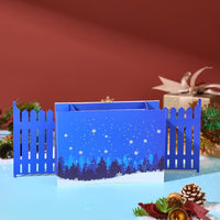 Blue Gold Christmas Snowflake Flip Pop Up Card