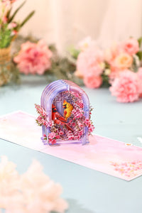Arch Cherry Blossom Bird Greeting Card