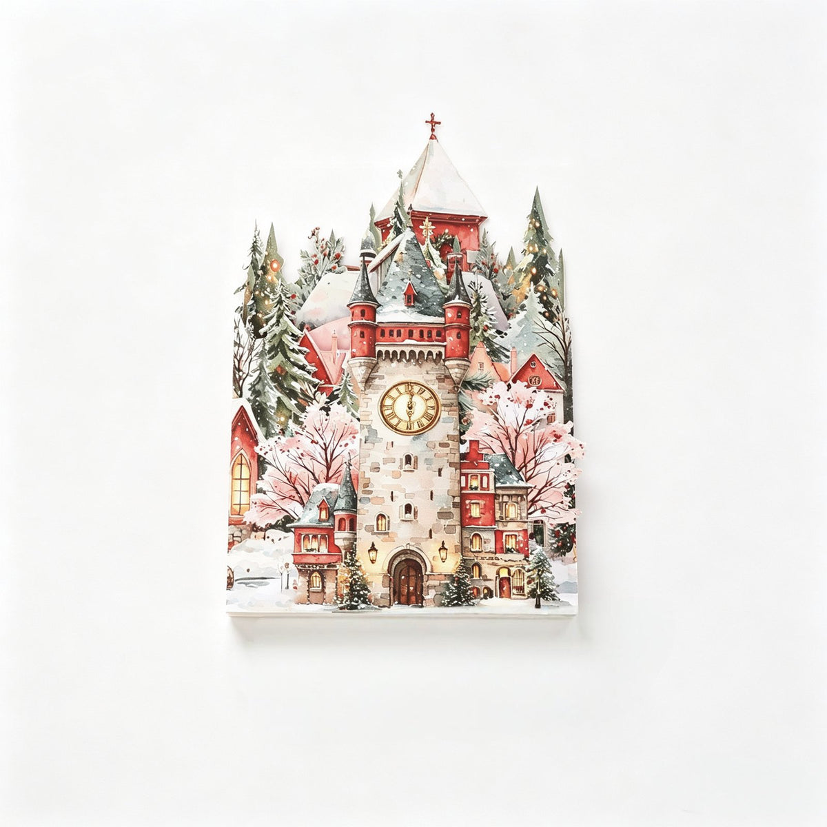 Vintage Red Christmas Double Door Pop Up Card